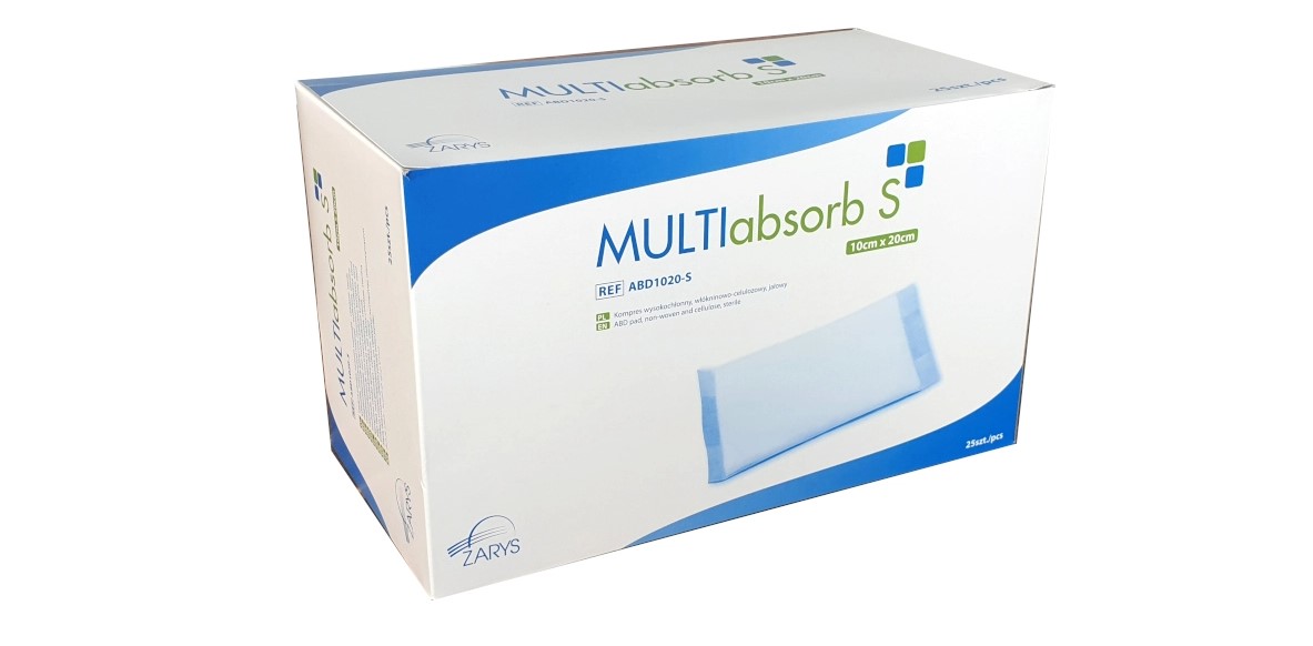 MULTIabsorb S 10cm x 20cm 1szt kompres wysokochłonny; włókninowo-celulozowy, jałowy - obrazek 2
